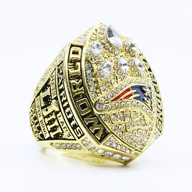 NFL 2018 New England Patriots Super Bowl Championship Ring Yellow Gold Plated Replica