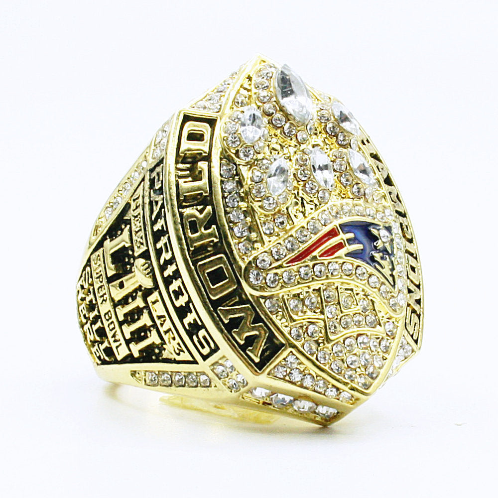 NFL 2018 New England Patriots Super Bowl Championship Ring Yellow Gold Plated Replica