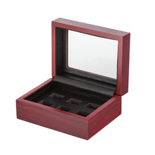 FREE SHIPPING-High Quality 6 Holes Wooden Championship Rings Display Case Box
