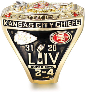 NFL Replica 2019-2020 Kansas City Chiefs Super Bowl Championship Ring Replica with Gift Box for Fans