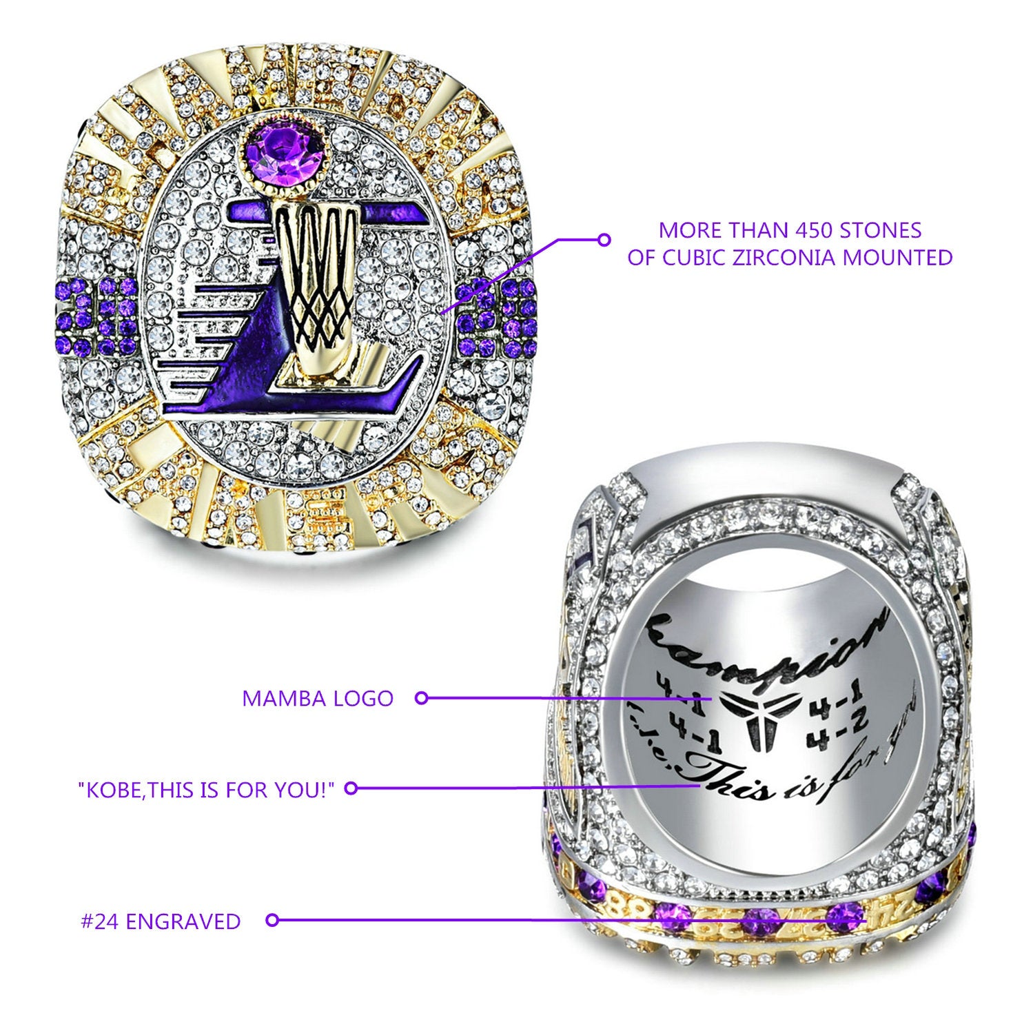 LA Lakers 2020 NBA Championship Ring Paperweight Season Ticket Holder Gift  2021